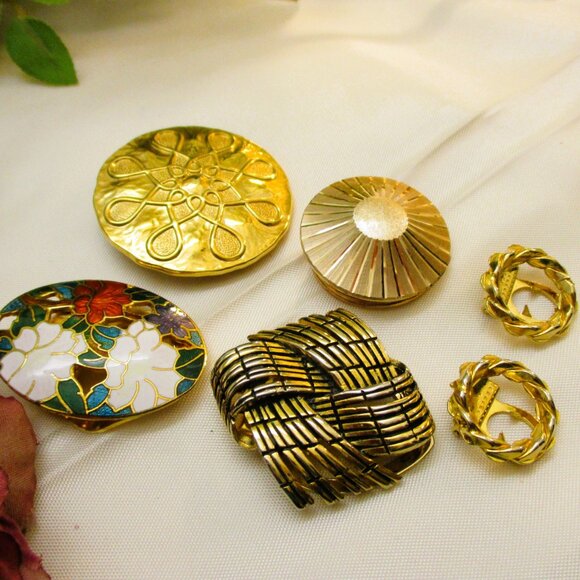 VINTAGE Gold Dress Scarf Clip Lot: Signed Germany Lieba West Germany Convertible - Picture 8 of 12